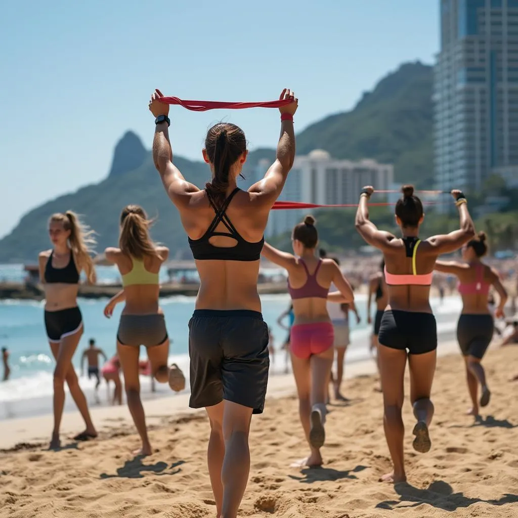 Treino na praia de Copacabana